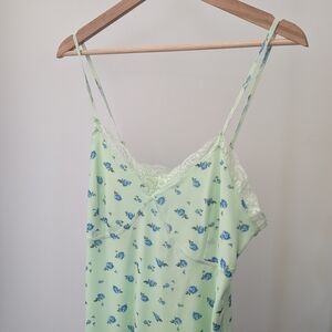 wild fable Mint Green Slip Dress with Blue Floral Accents